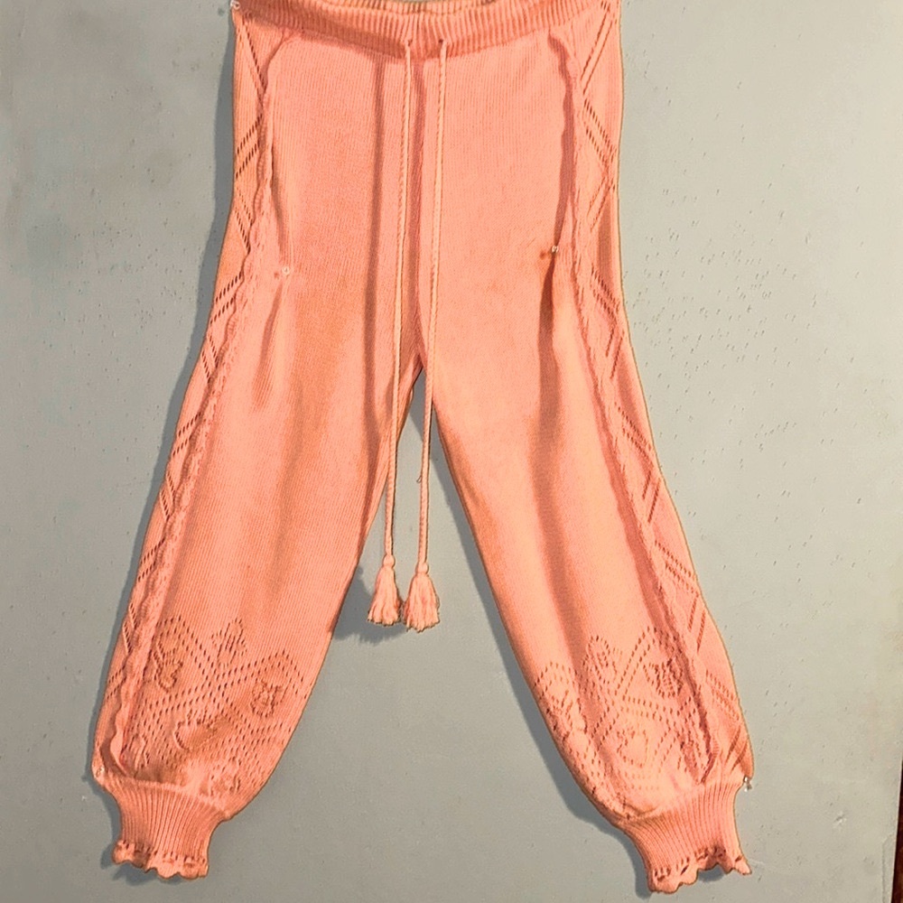 Loveshackfancy jogger with eyelets and designs down the sides